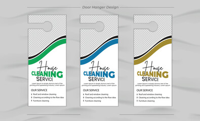 Home cleaning service door hanger design and layout template design