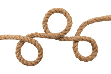 Jute. Twisted linen rope on a white background. Rope