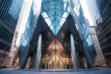 Obraz premium Futuristic Glass Architecture in Downtown Financial District 