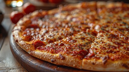 Pizza on Wooden Cutting Board