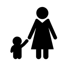 Mom Holds a Baby icon vector graphics element silhouette sign symbol illustration on a Transparent Background