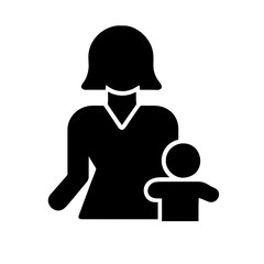 Mom Holds a Baby icon vector graphics element silhouette sign symbol illustration on a Transparent Background