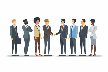  Diverse Business Partners Shaking Hands Closing Deal Signing Contract Cooperation Project Vector Illustration