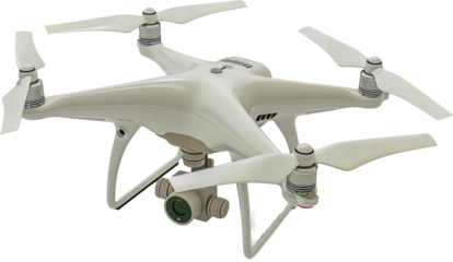 Professional quadcopter drone with camera isolated cut out png on transparent background