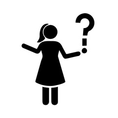 Woman with Question Mark icon vector graphics element silhouette sign symbol illustration on a Transparent Background