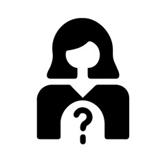 Woman with Question Mark icon vector graphics element silhouette sign symbol illustration on a Transparent Background