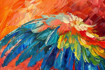 Obraz premium Kaleidoscope Wings: Abstract Parrot Feathers in a Vivid Color Palette