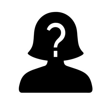 recommend clip art: Woman with Question Mark icon vector graphics element silhouette sign symbol illustration on a Transparent Background