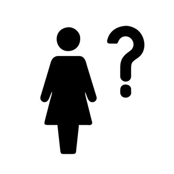 Woman with Question Mark icon vector graphics element silhouette sign symbol illustration on a Transparent Background