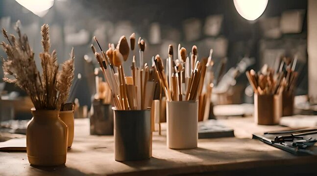 Artistic Array: A Collection of Brushes on Display