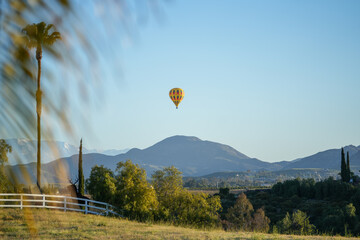Hot air balloon in the mountains