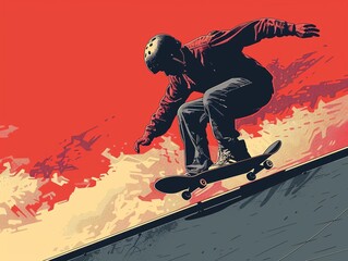 A skateboard competition where a participant breaks through traditional boundaries