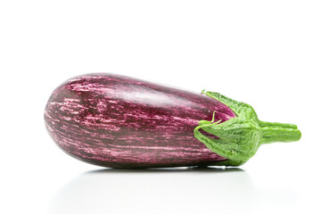 Ripe graffiti eggplant isolated on a white background. Food concept.