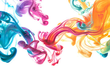 Vibrant fluid color mix swirls on white background.