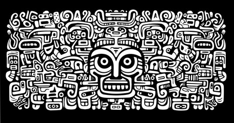 Aztec tribal Doodle face background