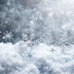 Shimmering Snowscape: Elegant Christmas Silver Snowflake Background