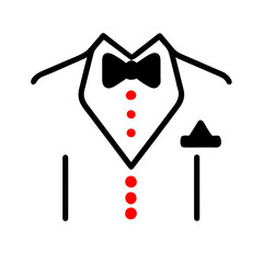 Tuxedo icon vector graphics element silhouette Wedding sign symbol illustration on a Transparent Background