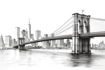 Fototapeta na wymiar PNG Brooklyn bridge landscape sketch architectur