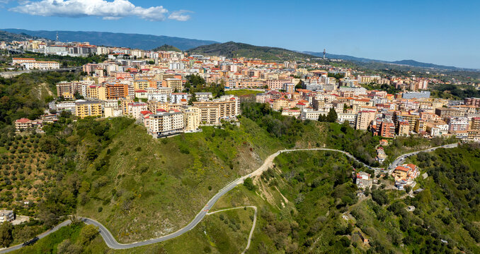 Fototapeta Aerial view of Catanzaro. It is the capital of Calabria, southern Italy.