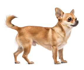 side profile view of a chihuahua on isolated transparent background