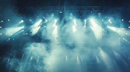spotlights and smoke filling a stadium creating an electrifying atmosphere for a sports event or concert