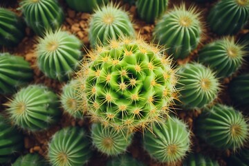 Fototapeta premium Top view of cactus in the garden