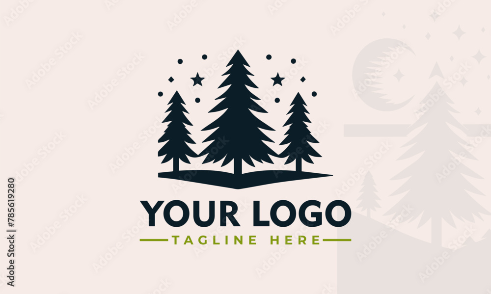 Sticker pine tree logo vector illustration logo tree geometri design vector for business identity branding