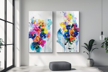 Modern Home Interior Featuring Abstract Floral Canvas Art