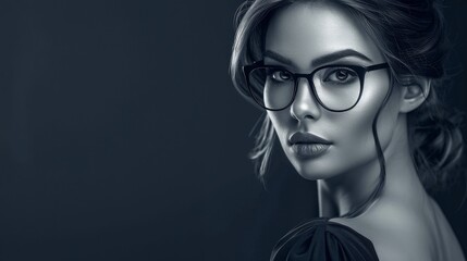 Woman in Glasses Wearing Black Dress