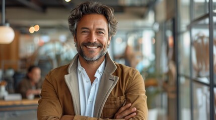 Fototapeta premium Confident Businessman Portrait: Smiling Entrepreneur in Jacket Generative AI