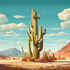 Desert landscape with saguaro cactus