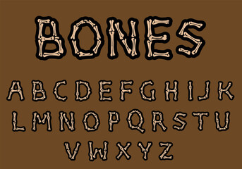 Alphabet text graffiti in bones style. vector