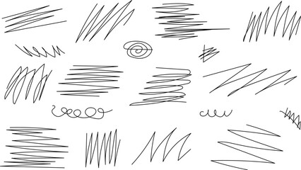 A collection of hand-drawn lines of doodles. Doodles