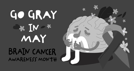 Cerebral carcinoma, adenocarcinoma national month. Malignant brain growth poster.