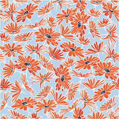 Naklejka premium Vector pattern of daisy flowers over the entire surface and without seams