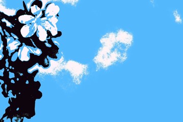 Background with plum blossoms on the left