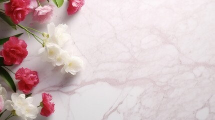 Pink and White Flowers on Marble Background