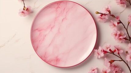 Pink Plate on White Table