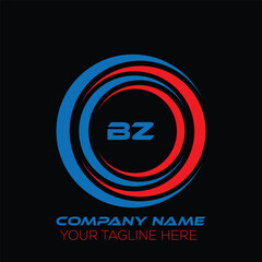 BZ letter logo creative design. BZ unique design. BZ letter logo design on black background.