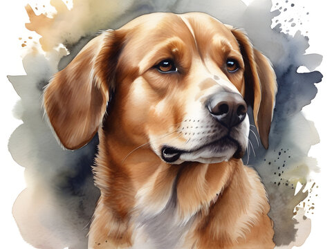 Amazing Illustration Art of a dog watercolor painting of a dog on a transparent background,
