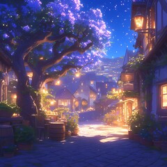Step into a Dreamy Old-World Tavern: A Gorgeous Nighttime Scene of Charm and Mystery