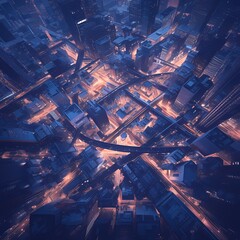 Vibrant Aerial View of Futuristic Urban Infrastructure