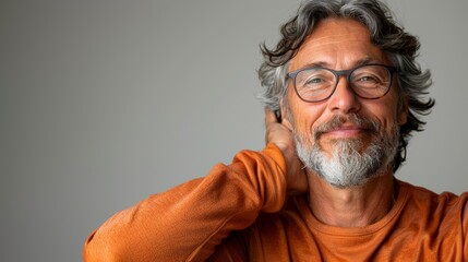 Fototapeta premium Happy Mature Man Stretching for Workout Generative AI