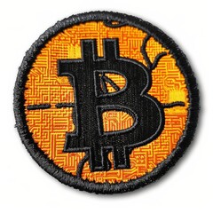 Black and Yellow Patch With Bitcoin Symbol