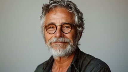 Obraz premium Joyful and Confident Middle-Aged Man Portrait Generative AI