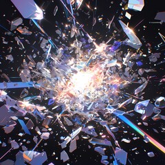 Electric Explosion of Colorful Crystals in Dynamic Digital Illustration
