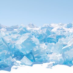 Majestic Glacial Fragments Bathed in Bright Sunshine - obrazy, fototapety, plakaty
