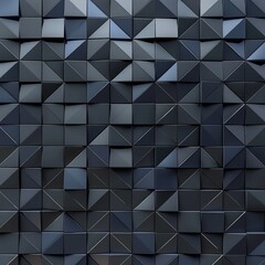 tiles on a polished, semigloss wall backdrop. 3D black blocks on a triangle-shaped wallpaper.