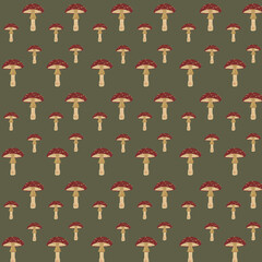Seamless pattern with mushrooms