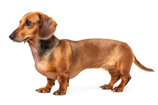 dachshund dog in full body side profile portrait in isolated background